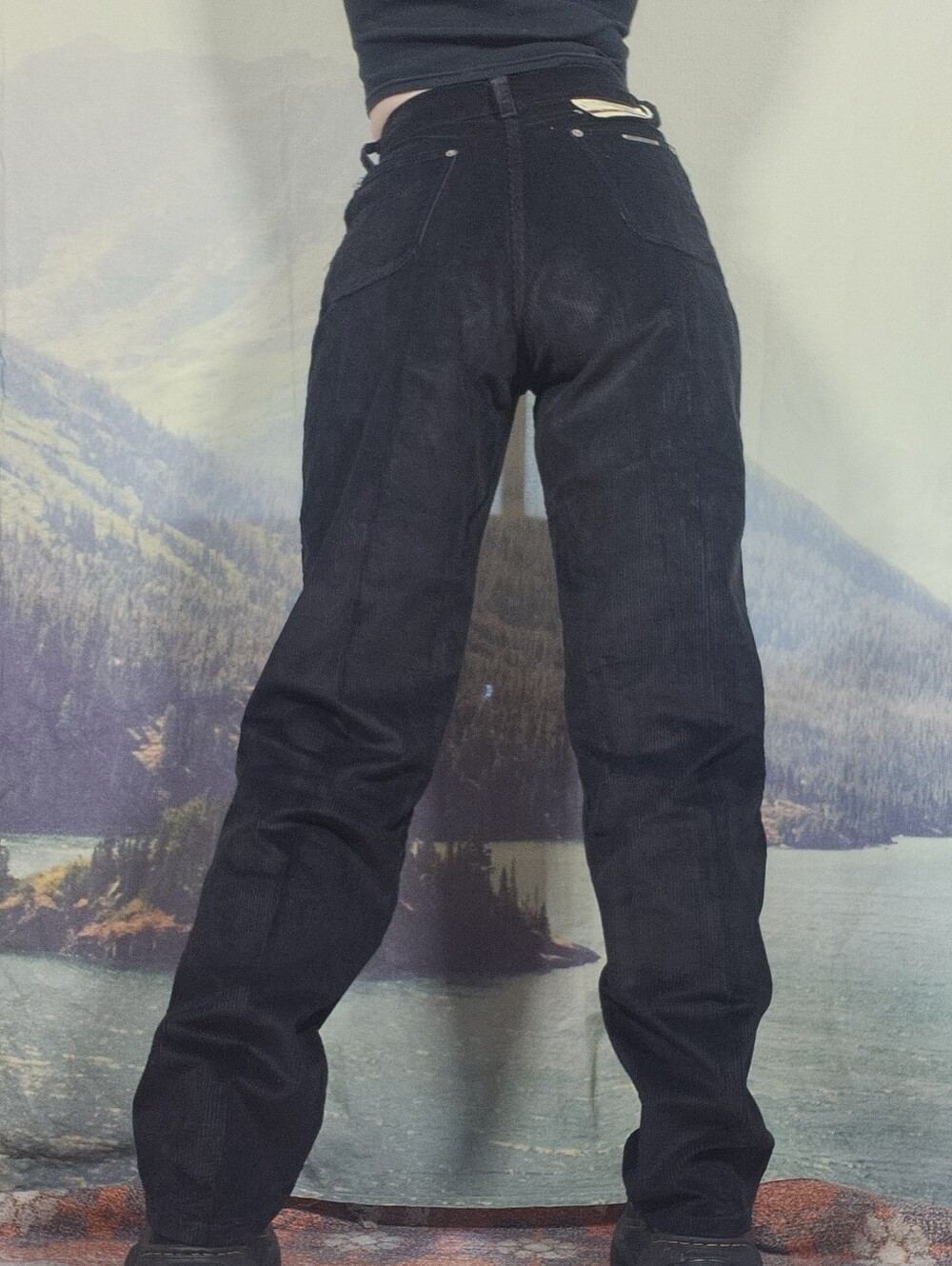 NWT Vintage Corduroy 27" High Rise Black Pants Tour de France